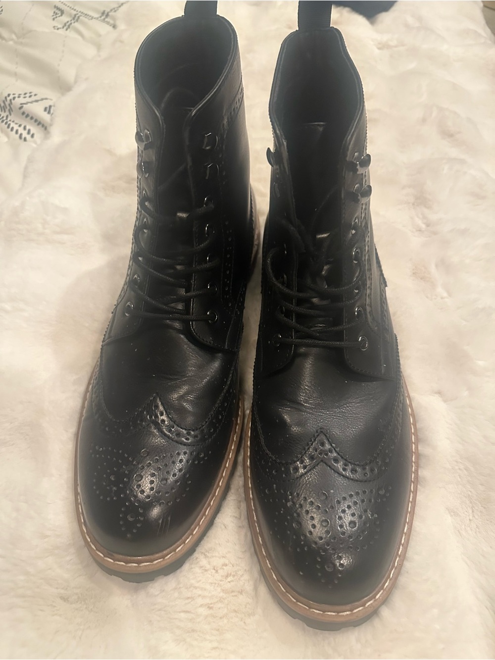 Club Room Black Leather Chukka Brogue Boots